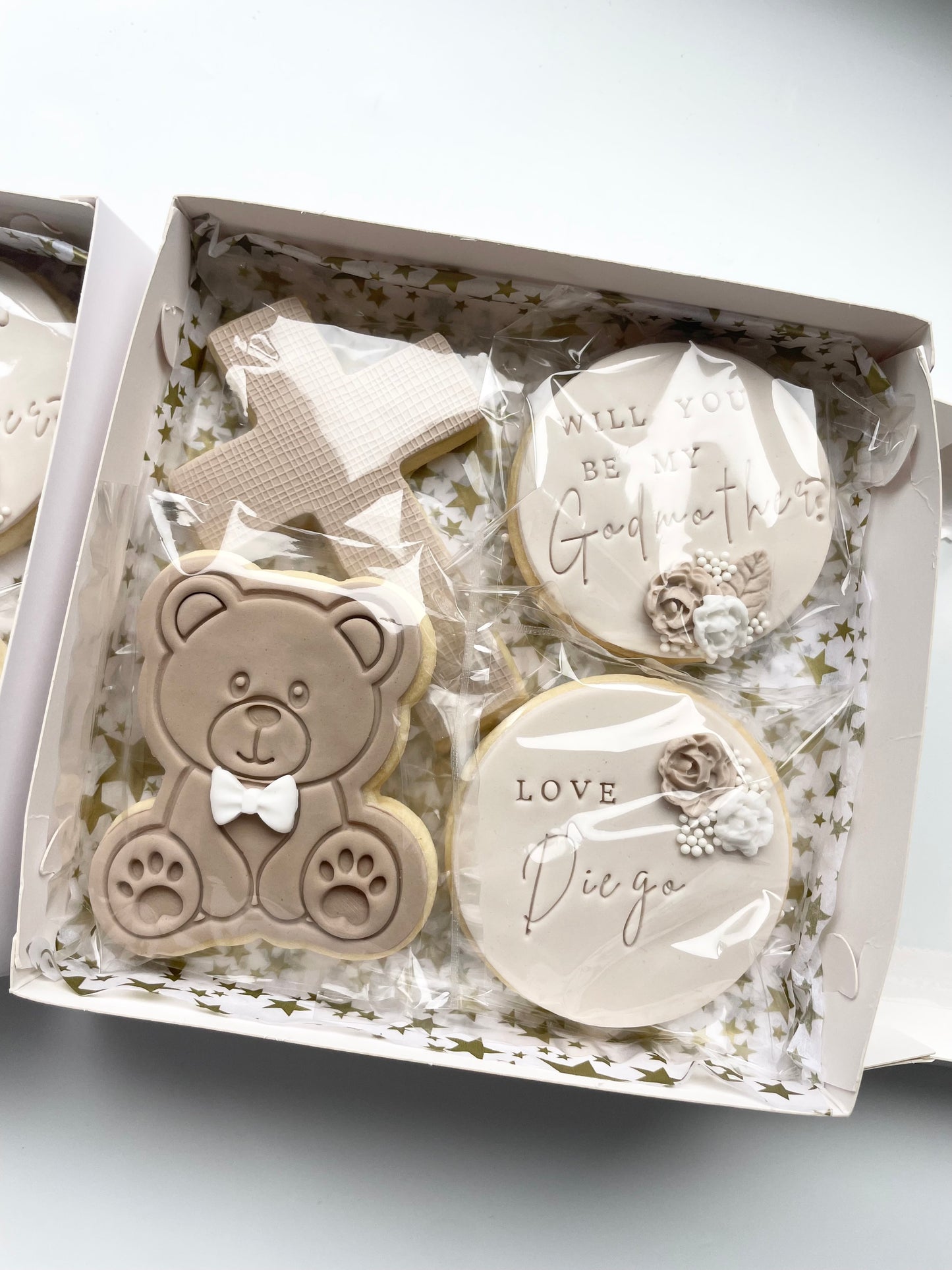 God parent proposal gift box cookies