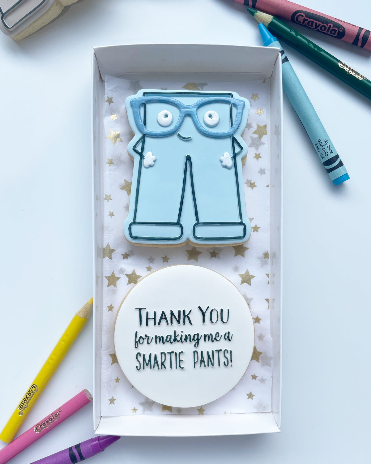 Teacher appreciation cookies from My Little Bake Co, decorated with colorful icing and fun teacher-themed designs.