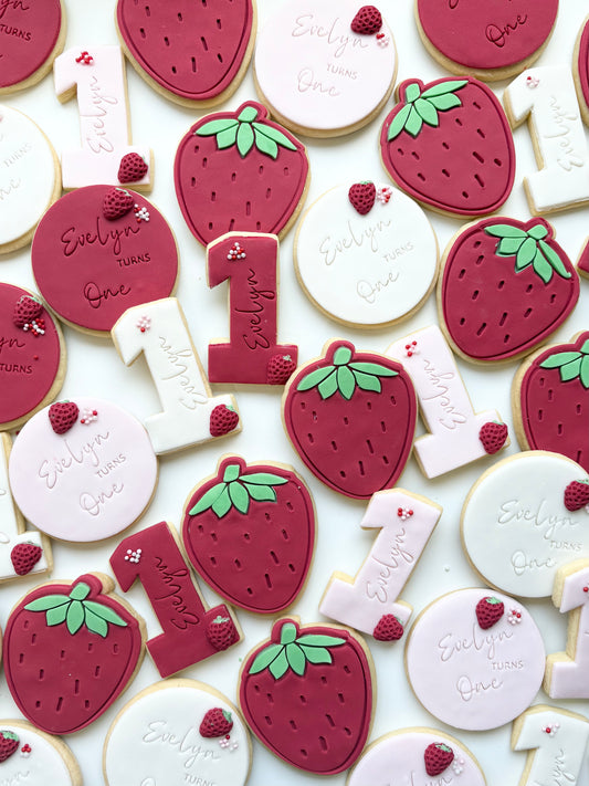 Berry First birthday cookies