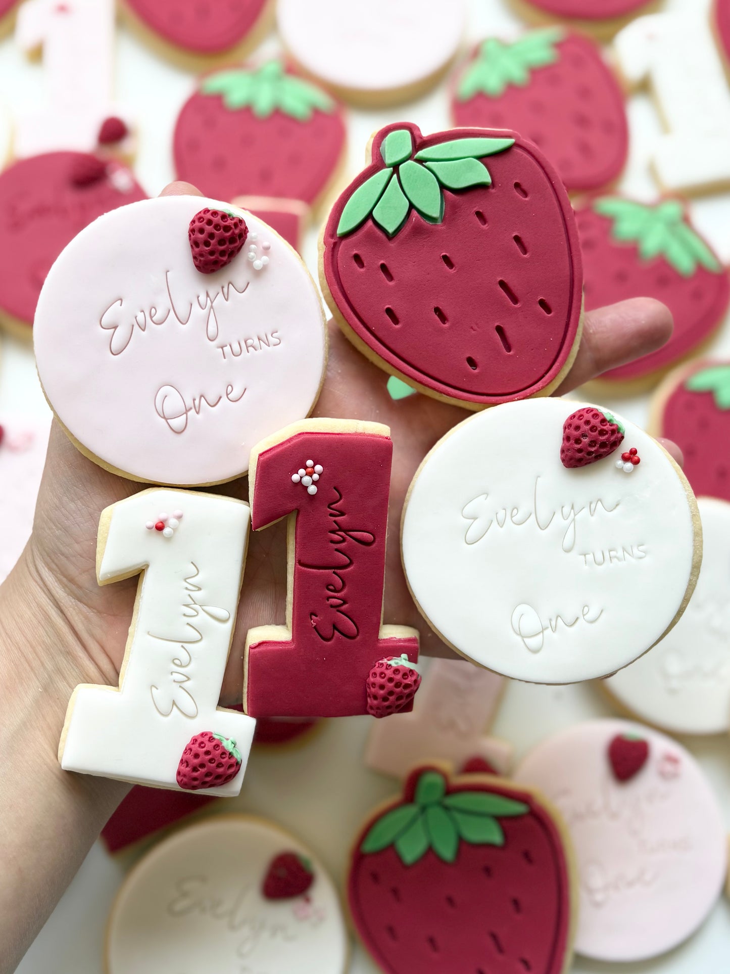 Berry First birthday cookies