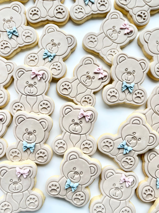 Gender reveal Teddy cookies