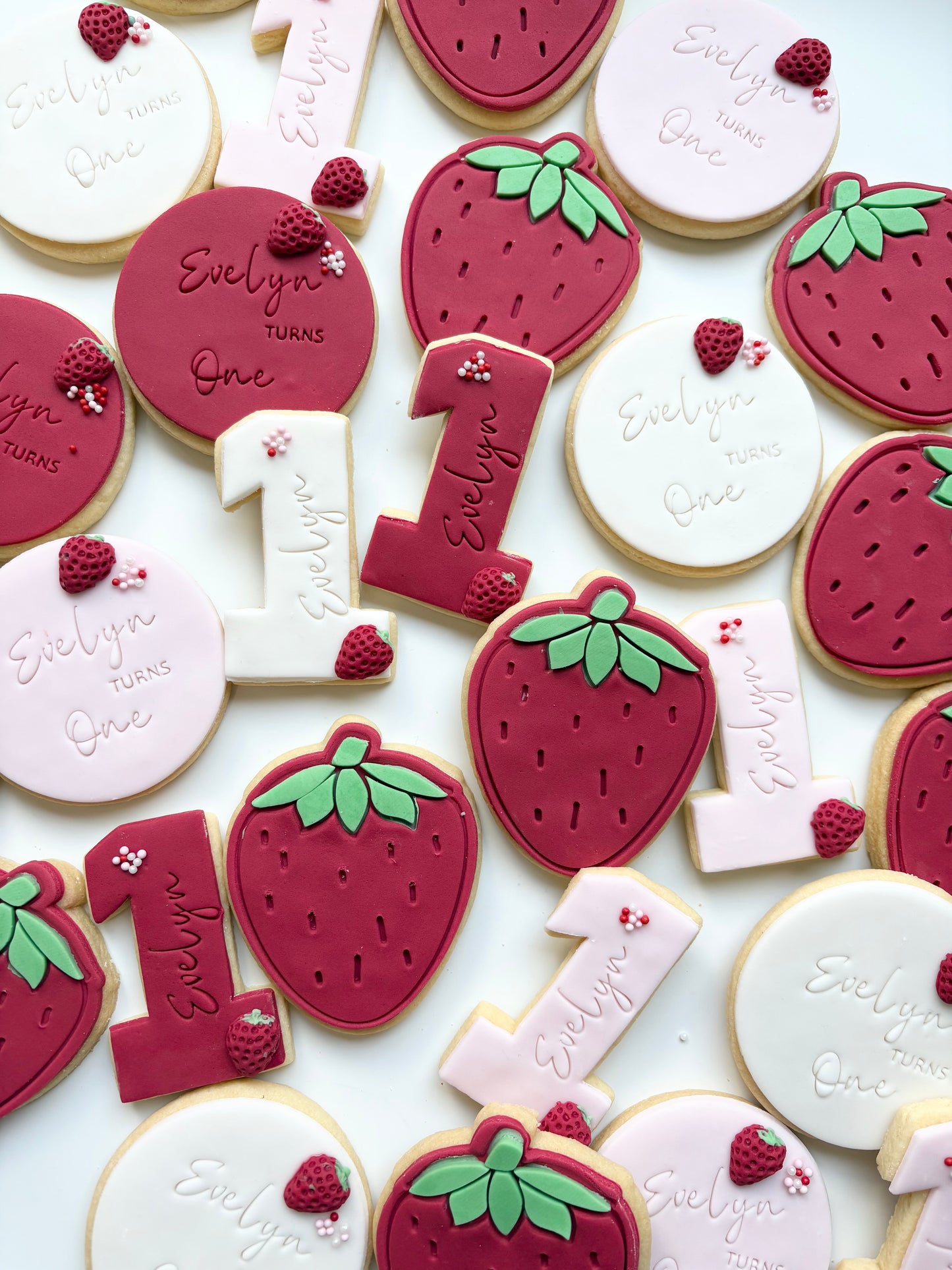Berry First birthday cookies