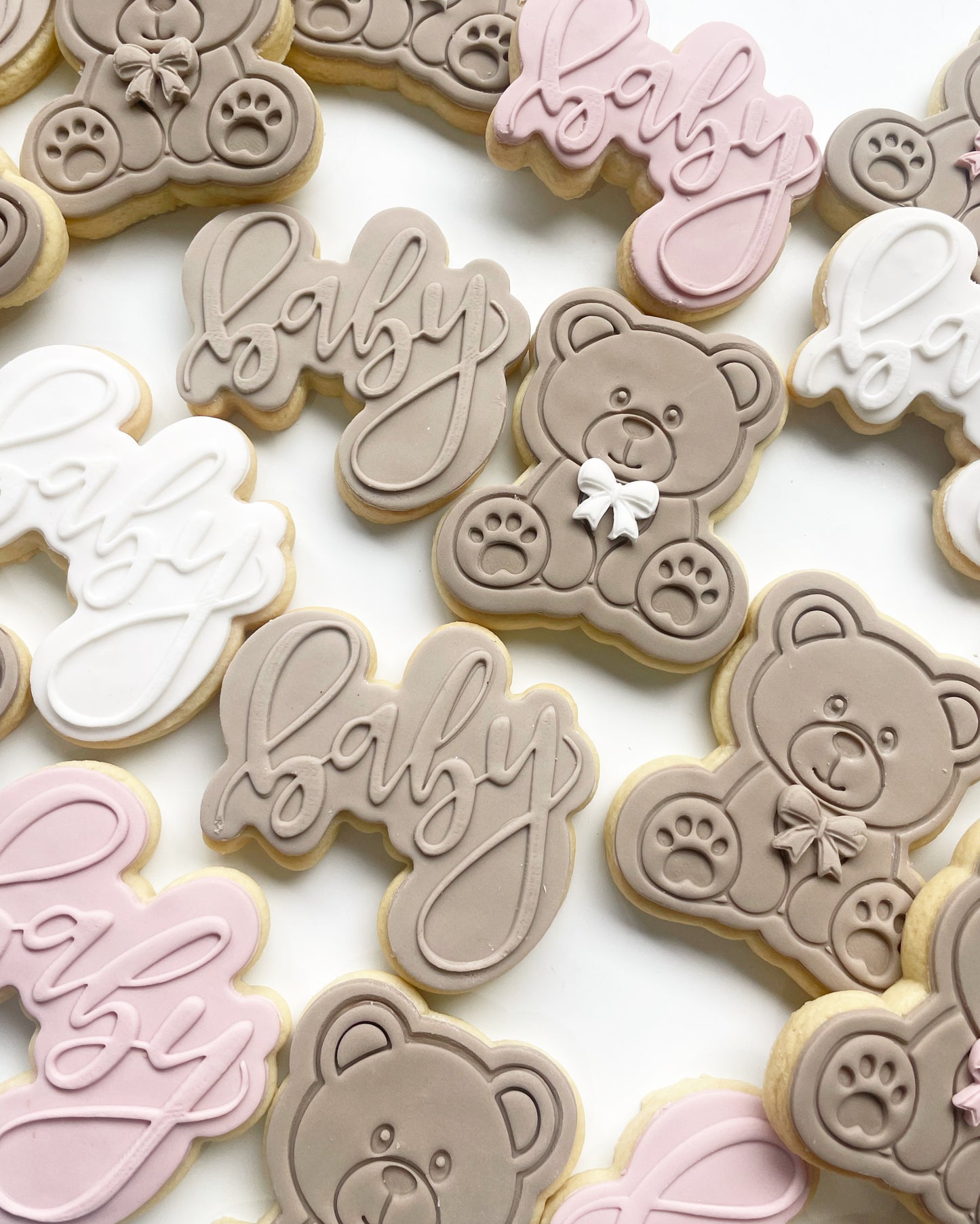 Pink “baby” and Teddy Bear Cookies