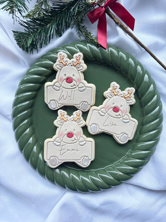 Personalised Reindeer Name Cookie