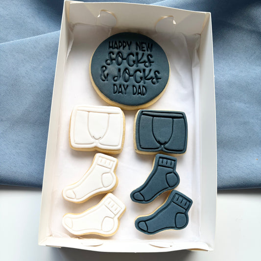 FATHER’S DAY COOKIES “HAPPY NEW SOCKS AND JOCKS DAY”