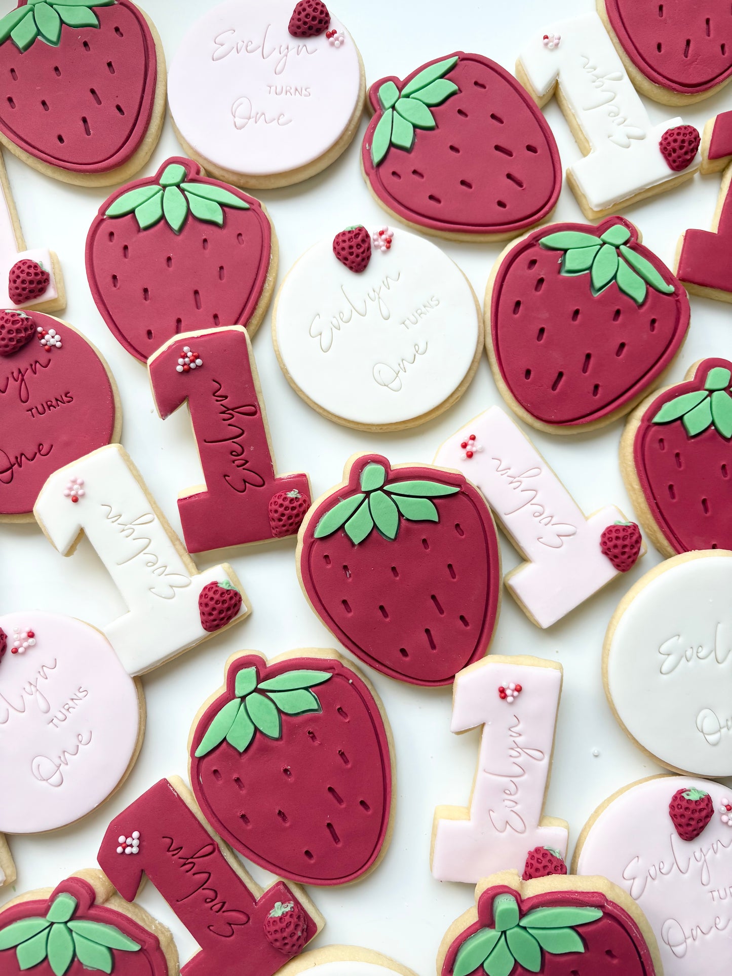 Berry First birthday cookies